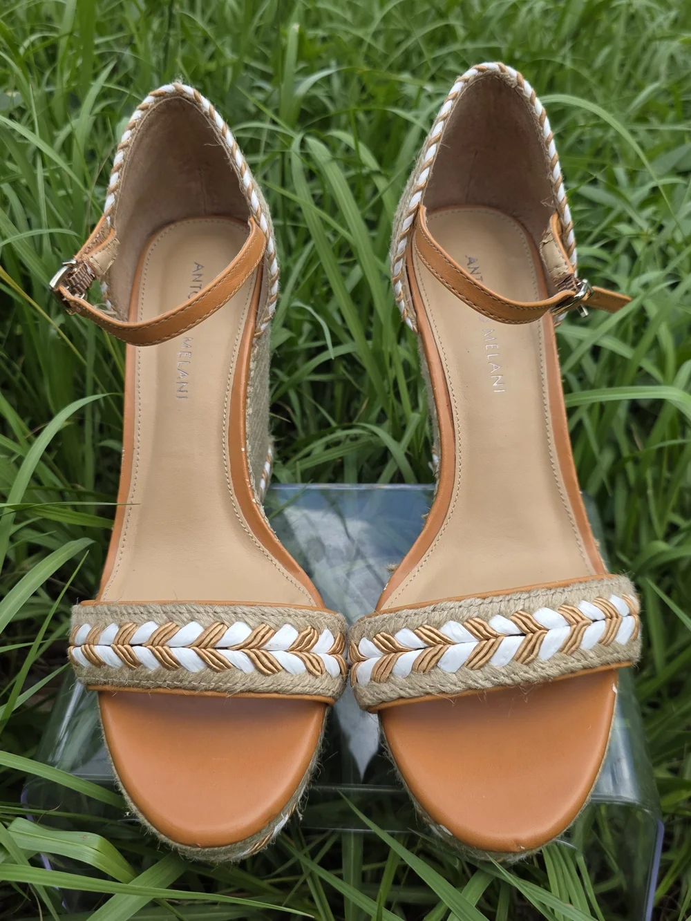 Antonio Melani Espadrille Wedge Sandals | Boho Chic | Tan & Cream